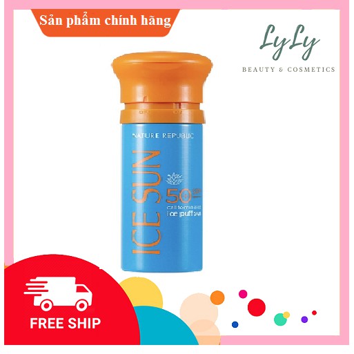 Kem Chống Nắng💖FREESHIP💖Kem Chống Nắng Giảm Nhiệt, Bật Tông Da Nature Republic California Aloe Ice Puff Sun SPF50+ PA+ 5