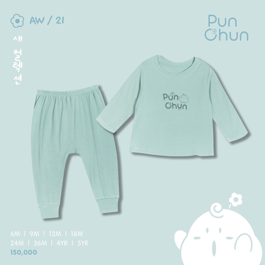 [Chính Hãng] Bộ dài tay trẻ em chất liệu cotton mềm mại in họa tiết Punchun