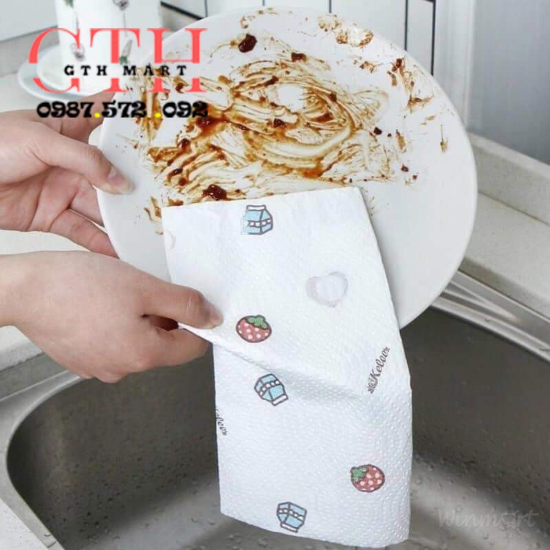 Cuộn Giấy Lau Đa Năng - Khăn Lau Bếp, Lau Tay Có Thể Tái Sử Dụng Giặt Được-GTH MART