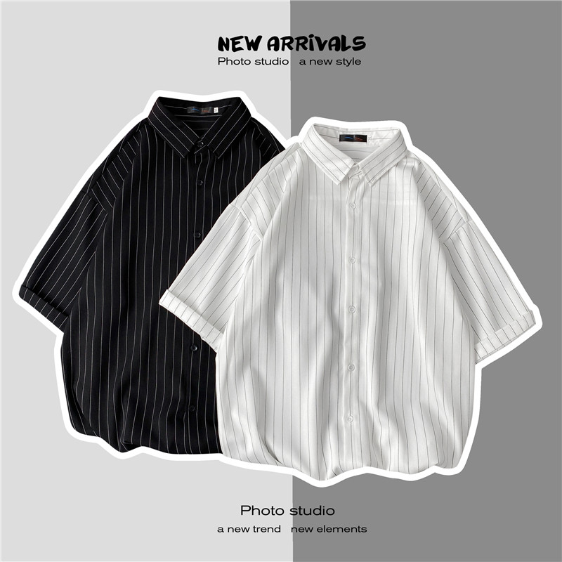 2 Colors Men's Short Sleeve Striped Shirt (M-3Xl)