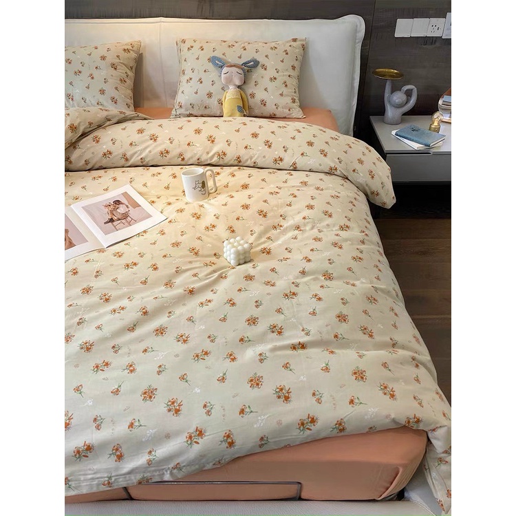 Bộ chăn ga cotton living set 4 món chăn ga gối đem cao cấp -hàng nhập khẩu loại 1