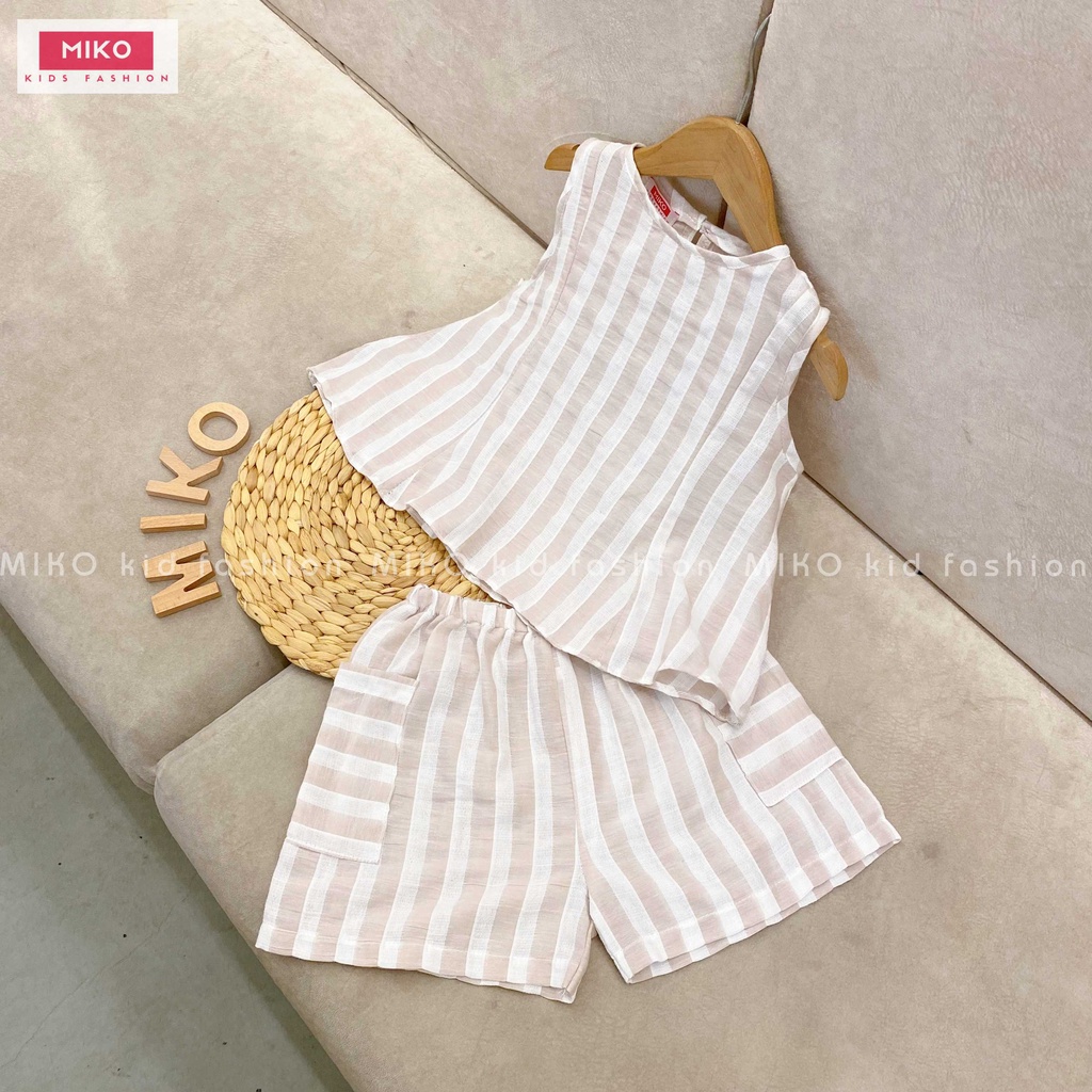 Bộ xô bao mềm mịn bé trai bé gái MIKO đỏ be xanh vải xô mẫu RINA