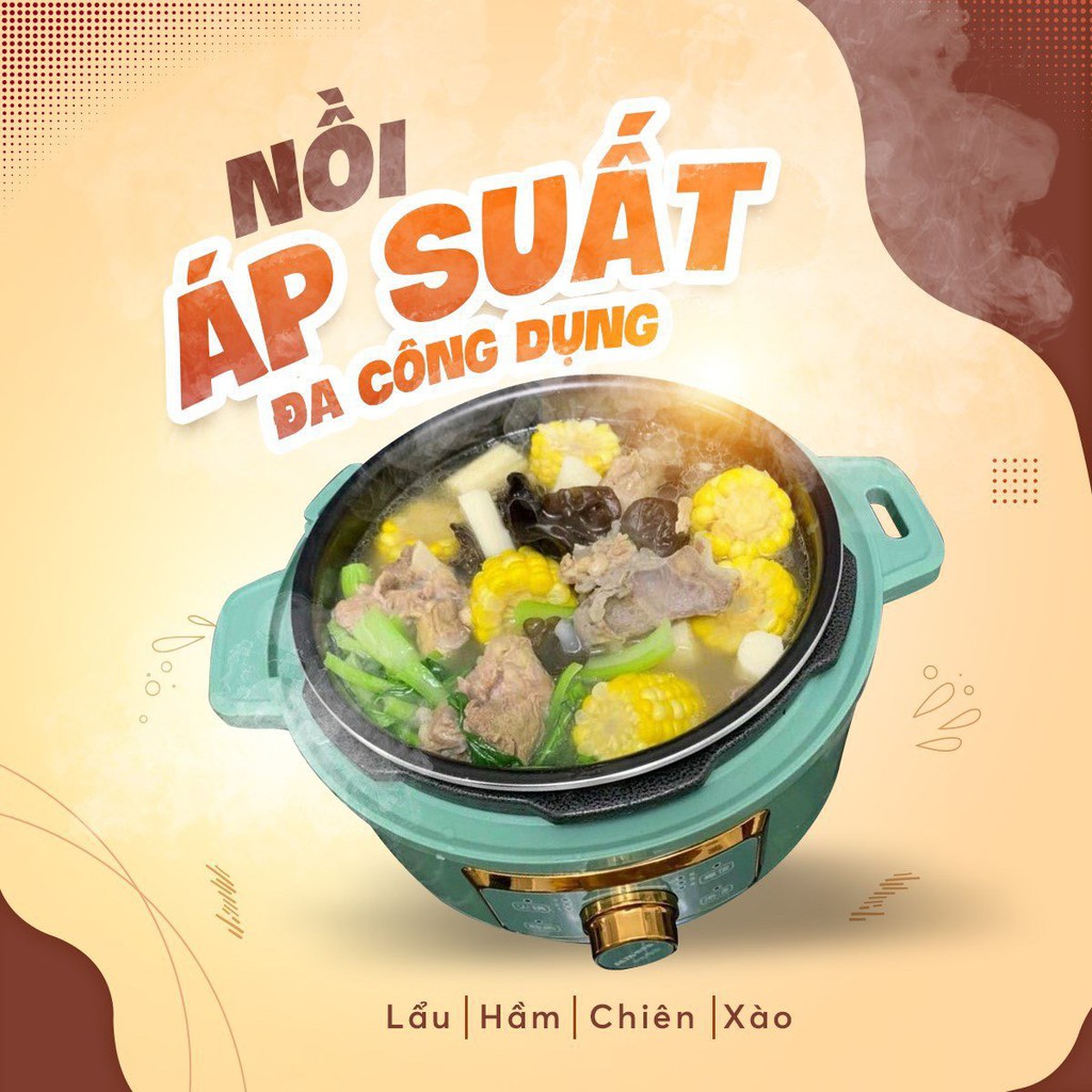 [GIÁ SIÊU SỐC ĐÓN TẾT] Nồi áp suất lẩ side to u, nướng,hầm cháo, hầm xương củ quả, hầm thịt... đa năng, tinh tế sang trọ