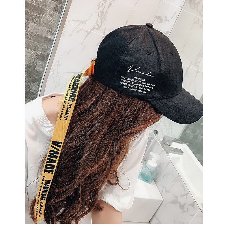 Mũ lưỡi trai AOKANG có dây đeo dài in họa tiết tiếng Anh phong cách hip-hop Hàn Quốc thời trang cho nam và nữ