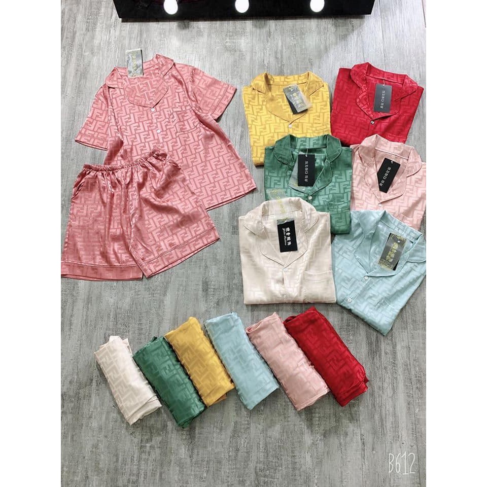 Pijam trơn vải lụa gấm