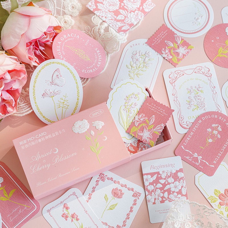 Set 20 Thẻ Giấy Họa Tiết Dập Nổi Trang Trí Sổ Tay / Nhật Ký DIY