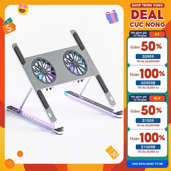 Giá Đỡ Laptop, Macbook, IPAD - Đế Tản Nhiệt Kê Laptop Quạt Led RGB 8 Mức Chỉnh Độ Cao, Đế Kê Laptop Nhôm P11F