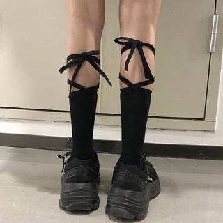 Middle Socks Calf Socks High Socks Women's Lace Socks Women's tube socks spring and summer trend thin socks Japanese trend Socks Black and white cute socks