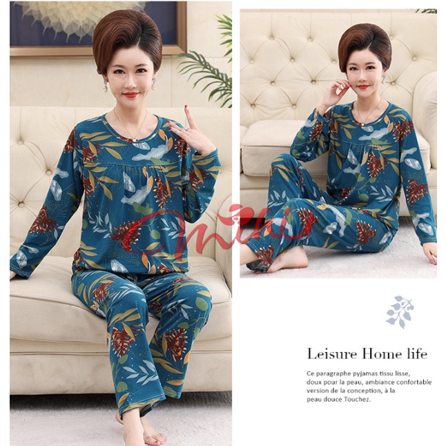 Đồ bộ trung niên nữ B91 - Quần áo mặc nhà đẹp thời trang thu đông trung tuổi sang trọng - Bộ ngủ người lớn tuổi Bigsize