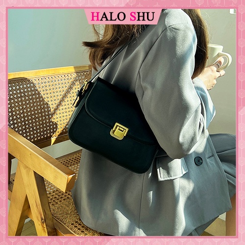 Túi xách nữ đeo chéo dây da dáng hộp đơn giản phù hợp đi chơi HaLo Shu mã DD001