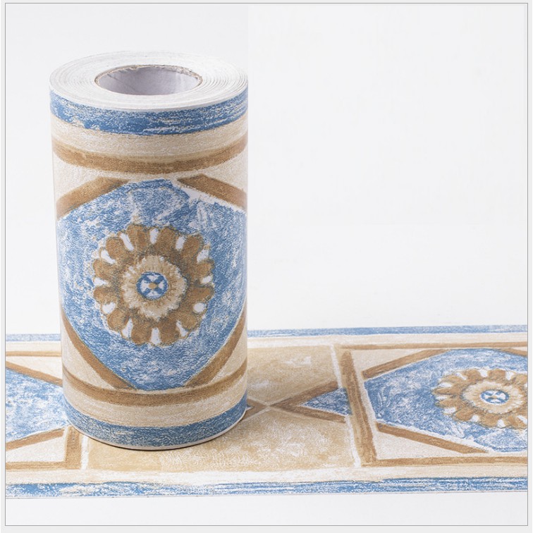 Cuộn 10m len dán viền tường ô xanh keo sẵn (cao 10cm)