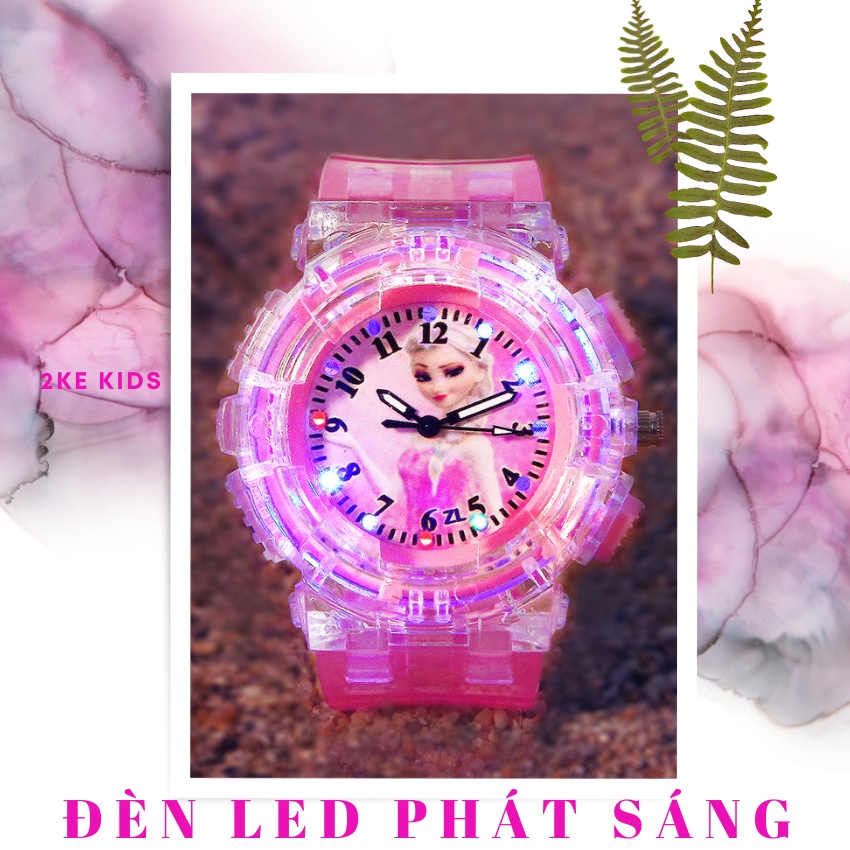 Đồng hồ đeo tay cho bé gái,bé trai gấu dâu,elsa,mèo kitty,siêu nhân marvel có led phát sáng-2ke kids-M1