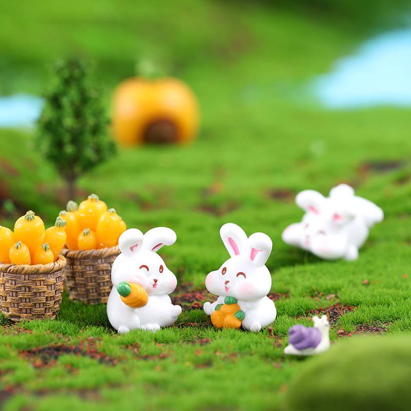 Mô hình tiểu cảnh ♥️ Thỏ con cụp tai nghịch ngợm trong vườn trang trí sen đá, tiểu cảnh, terrarium