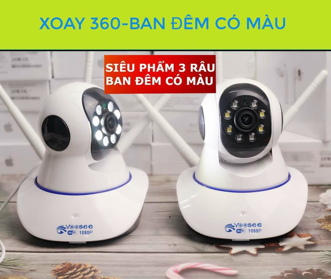 Camera Yoosee 3 râu 1080P có màu ban đêm (8 led)