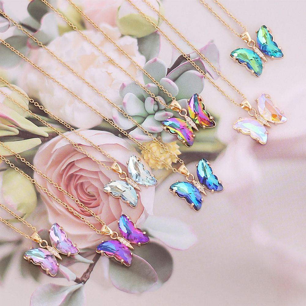 Vòng cổ Choker Mặt Hình Bướm Màu Gradient Thời Trang|Bươm Bướm