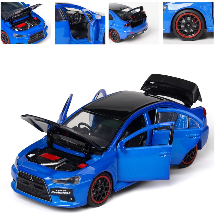 Đồ chơi mô hình xe ô tô Mitsubishi Lancer Evolution 9 xe bằng kim loại có đèn và âm thanh động cơ