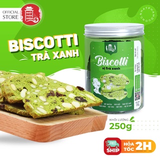 Bánh Biscotti vị trà xanh 250g Nhất Phẩm Đường 100% bột nguyên cám đô ăn vặt ăn kiêng