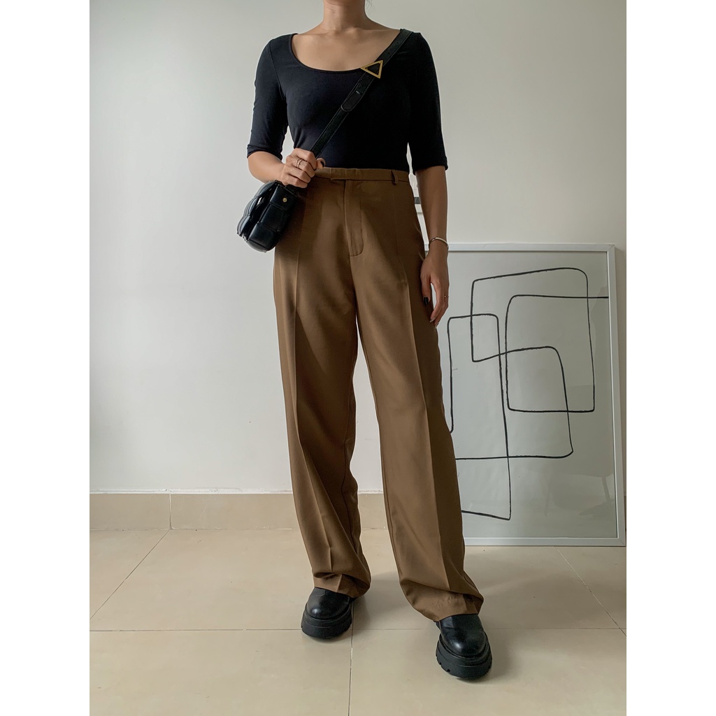 Quần Ống Rộng Form Suông Dài Cạp Cao Resty