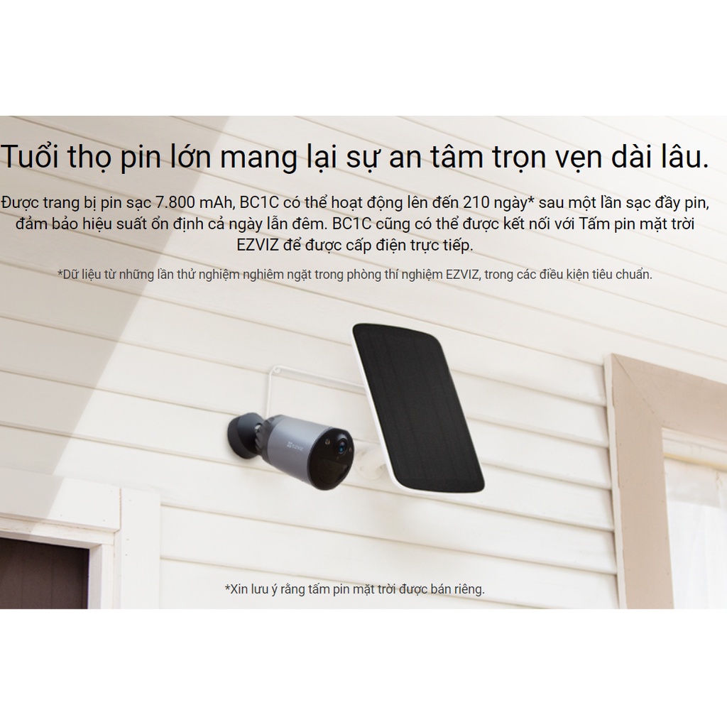 Camera Wifi Dùng Pin Ngoài Trời Màu Đêm Ezviz BC1C 2Mp Full HD1080p Đầy Đủ Tính Năng , Ezviz C3X -Hàng Chính Hãng