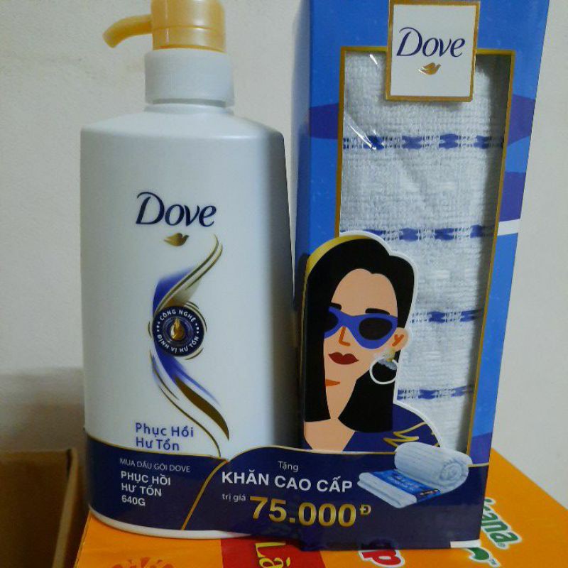 Hàng tặng Dầu  gội Dove phục hồi hư tổn chai 650g ,tặng khăn tắm cao cấp trị giá 75000