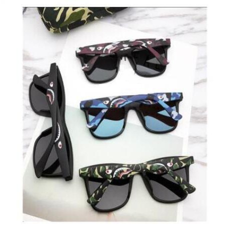 BAPE Hot!!A BATHING APE Kính Mát Hình Cá Mập Họa Tiết Rằn Ri