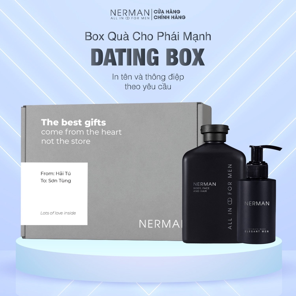 Bộ quà tặng nam giới-DATING BOX-Sữa tắm gội hương nước hoa 350ml&amp;Gel vệ sinh nam 100ml