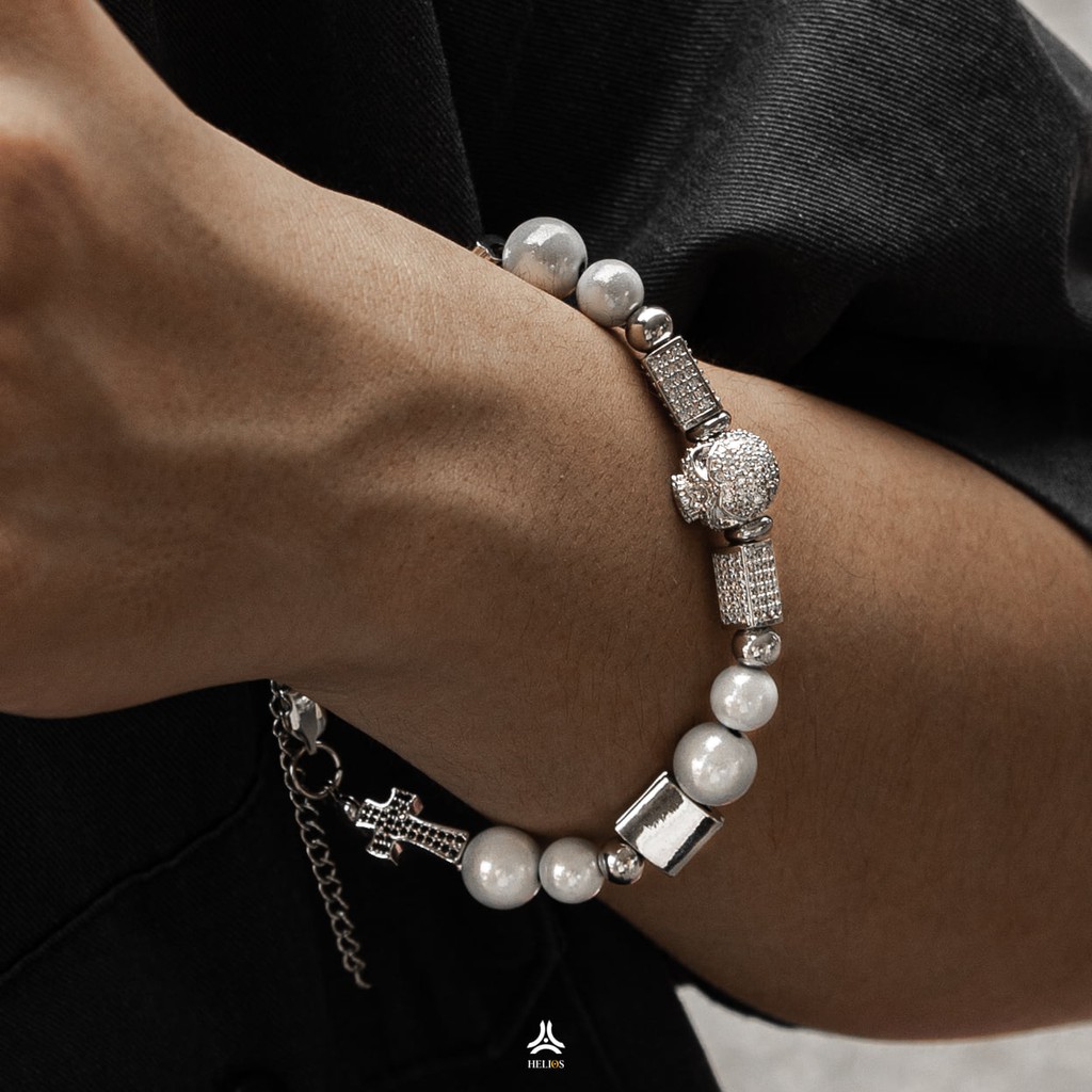 Vòng tay kim loại Helios Skull Bling VTKL0105