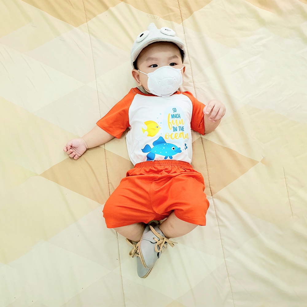 Bộ Quần Áo Bé Trai Toli Chất Liệu Cotton Mềm Mịn, Thoáng Mát, 3 Màu Cực Đáng Yêu 4-16kg