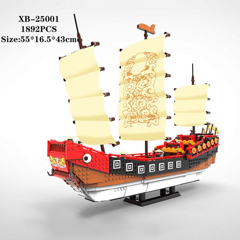 Đồ chơi Lắp ghép Mô hình Large Sailboat Xingbao 25001 1892pcs Cantonese Galleon Sailboat Đi thuyền buồm