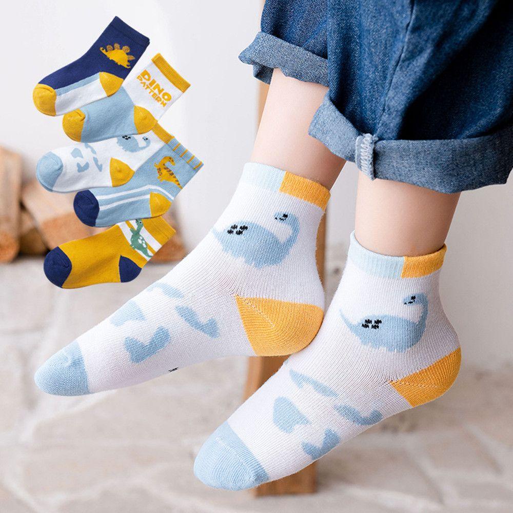 SUMU Set 5 Đôi Vớ Cotton Mềm Mại Thoáng Khí In Họa Tiết Hoạt Hình Đáng Yêu Cho Bé