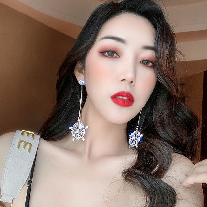 Bông tai hình bông tuyết khảm pha lê_Phụ kiện thời trang_M1343