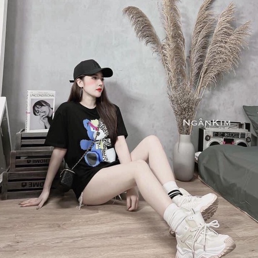 Áo thun nữ, áo phông nữ dáng xuông Fen.di dáng trùm mông hot 2022