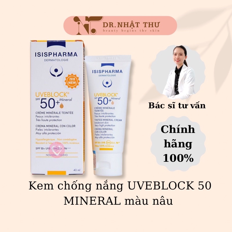 👩🏻‍⚕️[CHÍNH HÃNG] Kem chống nắng ISIS Pharma UVEBLOCK 50 Mẫu Mới (Có màu) 40ml