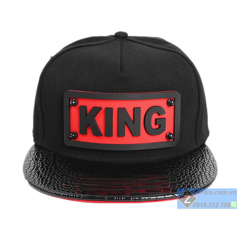 Mũ Snapback nam nữ King Cap đẹp 2 màu đen đỏ, chất liệu cao cấp