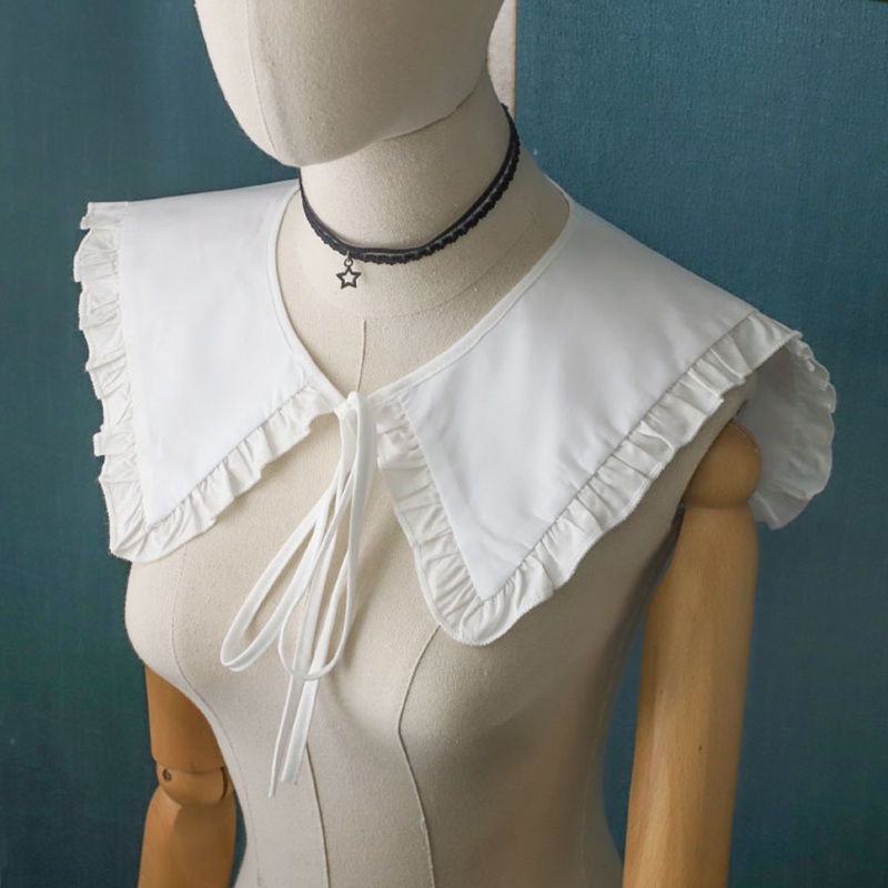 Vòng Cổ Lolita Giả Khăn Choàng Cổ Nhún Bèo Màu Trắng Trang Trí Cho Nữ