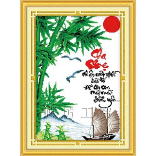 Tranh Thêu Chữ Thập Cha Mẹ Nhận Một Đời Bão Tố, Để Cho Con Mãi Mãi Bình Yên 222466 (KHÁCH TỰ THÊU) KT:40X55CM