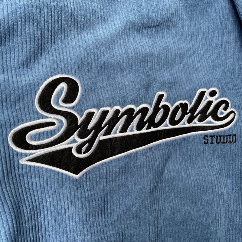 Áo khoác bomber chất nhung tăm unisex, Áo jacket varsity nhung nam nữ thêu chữ Symbolic