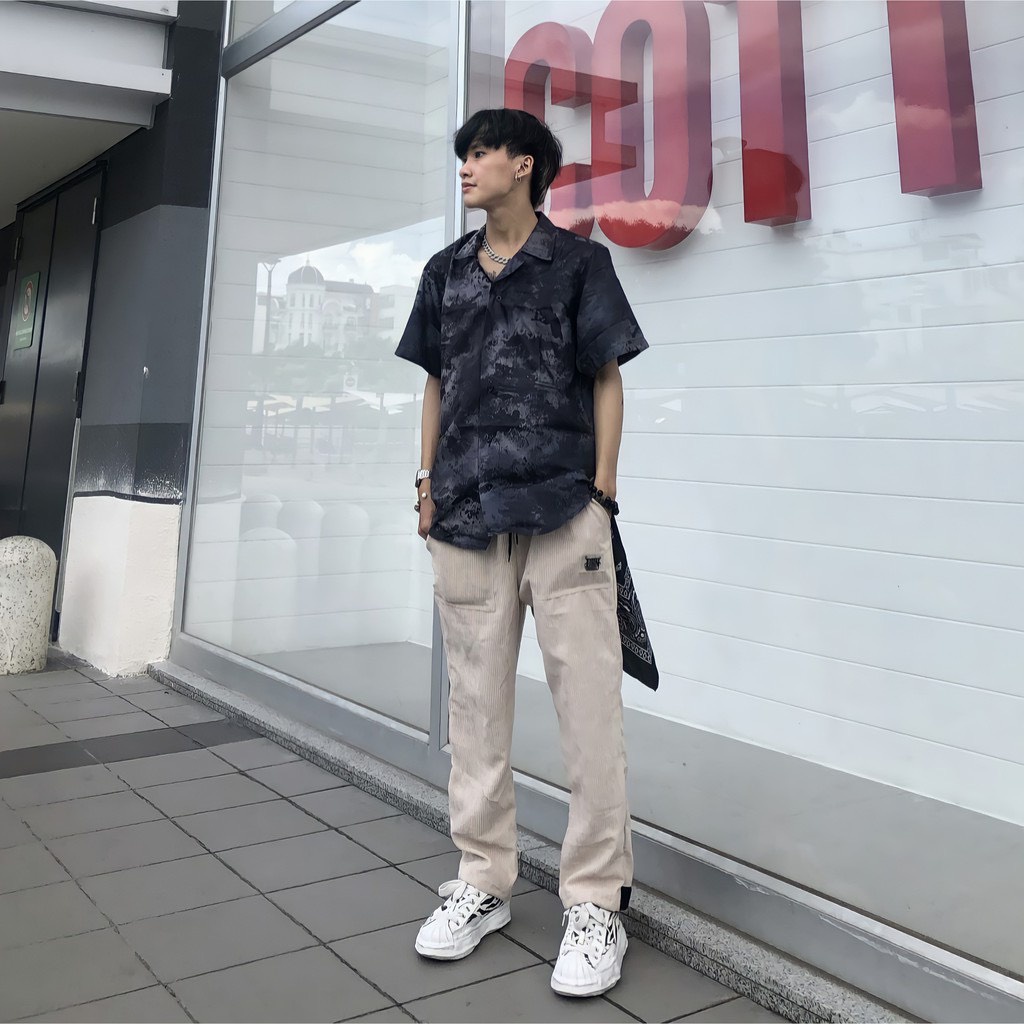 Quần Thun Ống Suông Rộng Nhung Tăm Nam Nữ Unisex Chất Mềm Mịn