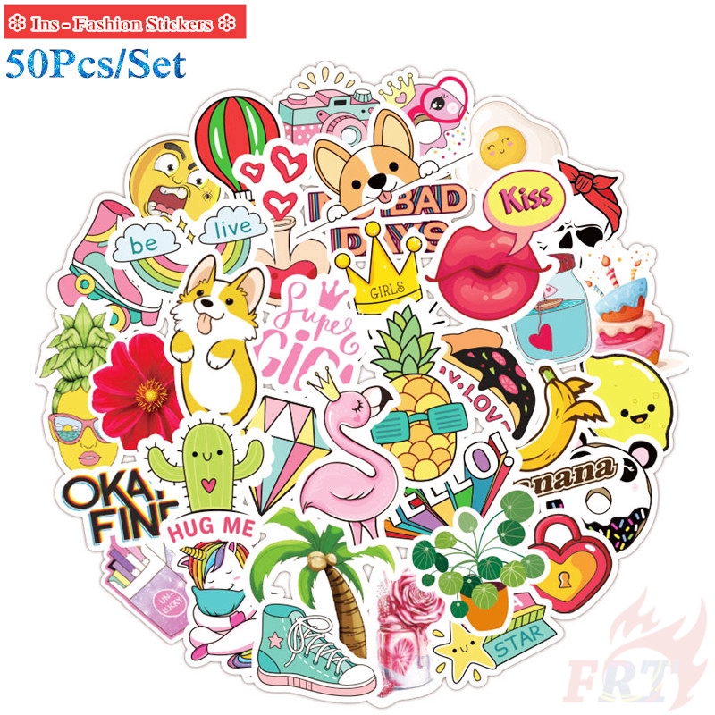❉ Ins - Fashion Series 05 Giấy và decal dán tường ❉ 50Pcs/Set Mixed Luggage Laptop Skateboard Doodle Stickers