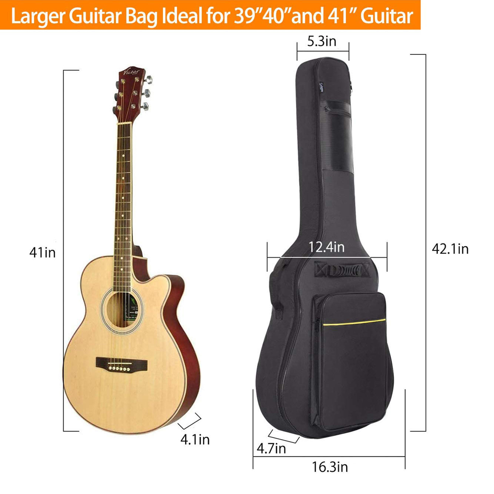Túi vải bạt đựng đàn guitar 41" mềm mại chống thấm nước có hai quai màu đen tiện lợi