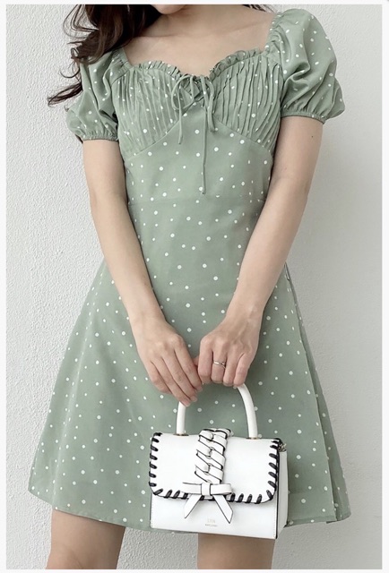 Đầm xanh Ngọc chấm bi