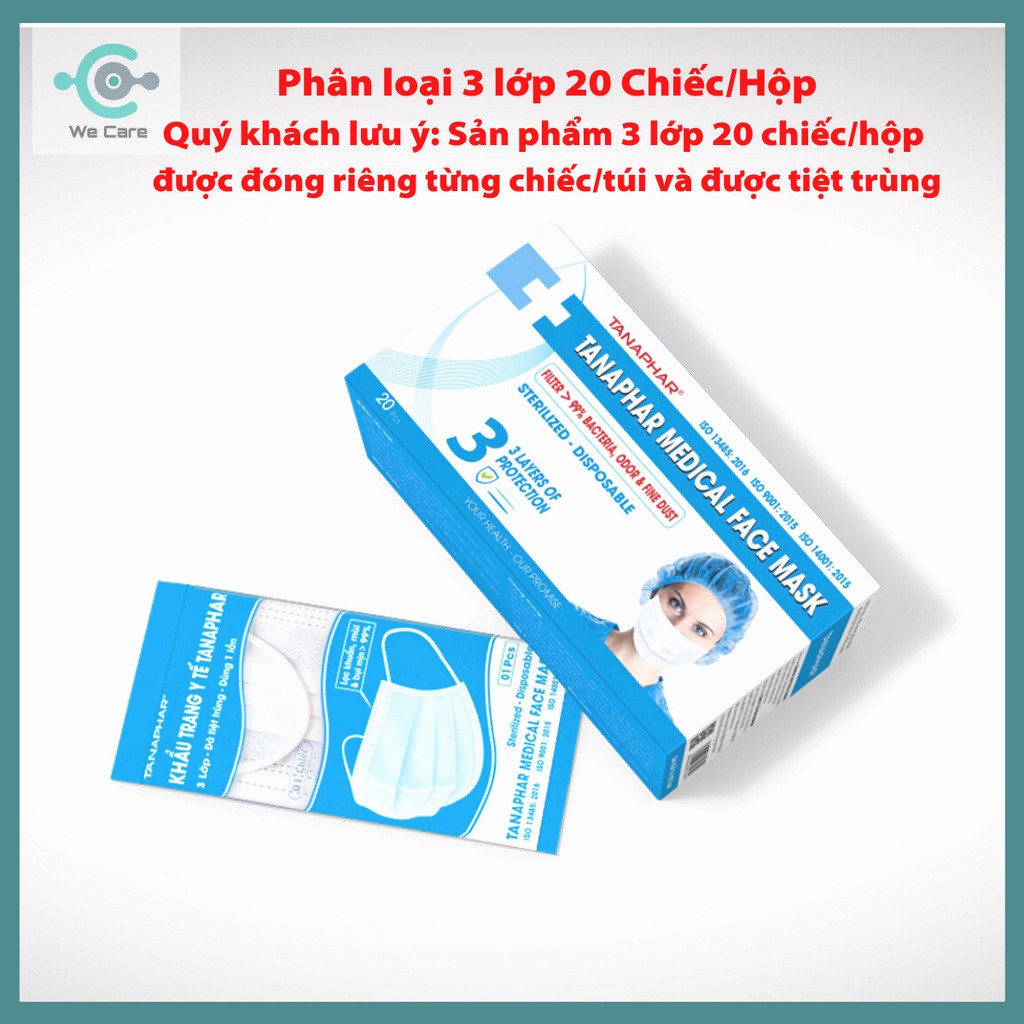 [Chính Hãng] Khẩu Trang Y Tế Tanaphar,Kháng Khuẩn 3 Lớp,4 Lớp Không Sờn, Không Đau Gây Tai