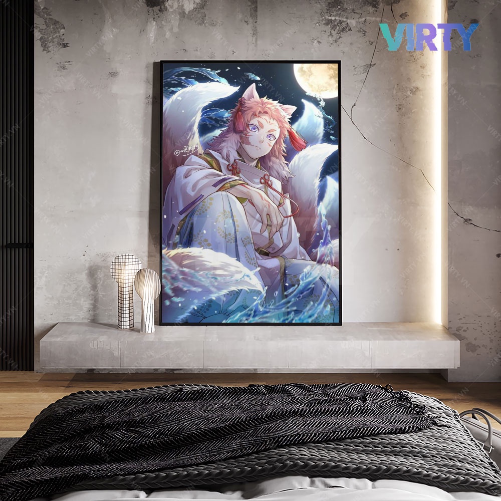 Tranh treo tường anime KIMETSU NO YAIBA kèm khung composite VIRTY Tranh Canvas decor phòng ngủ, phòng làm việc ANIME