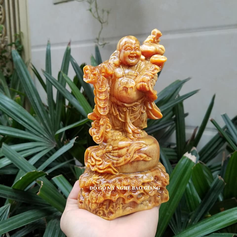 Tượng phật di lặc gỗ huyết long cao 20 cm