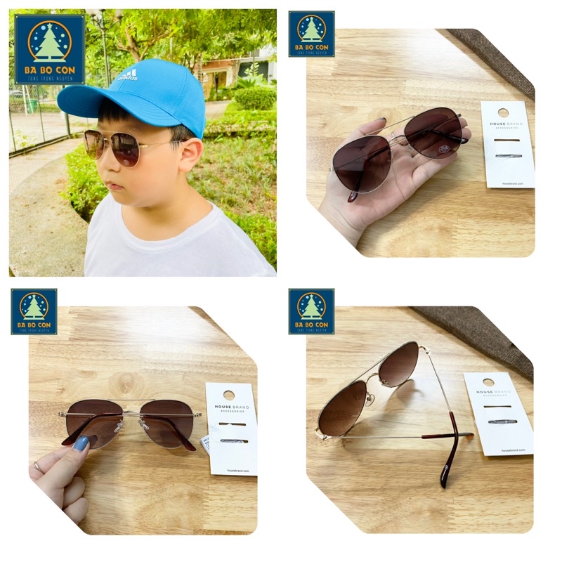 Kính trẻ em House Balan size 7-16 tuổi, dáng phi công màu trà cực đẹp, kính đầy đủ tem tag và bill mua hàng tại web