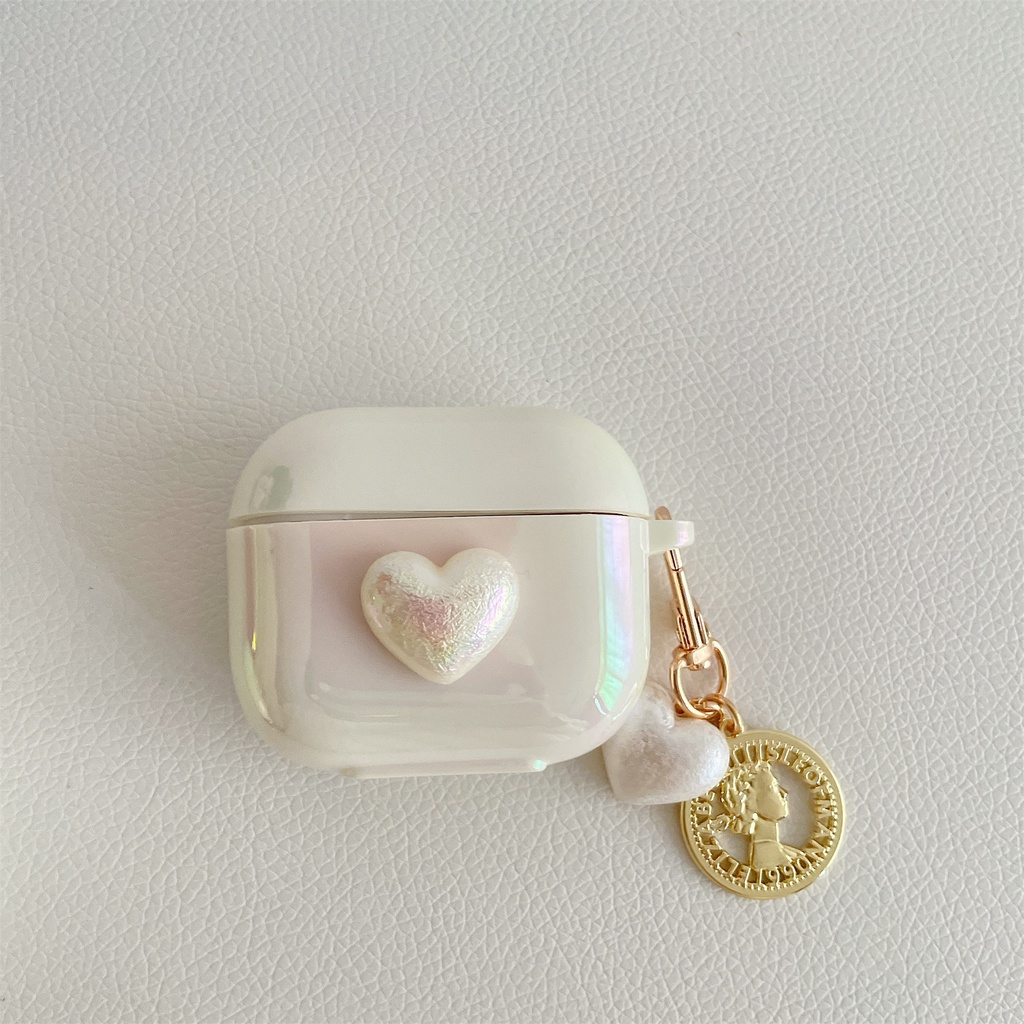 Vỏ bọc bảo vệ hộp sạc tai nghe bluetooth không dây airpods 1/2/pro 3 2021 họa tiết trái tim