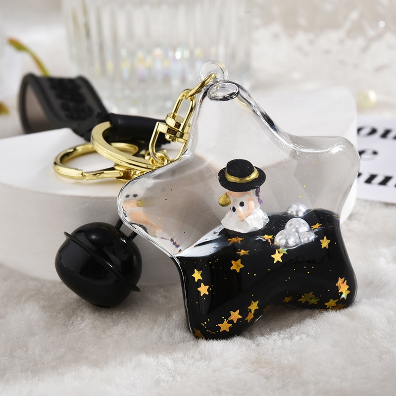 Móc Khóa Hình Ly Trà Sữa Màu Vàng Đen Sáng Tạo