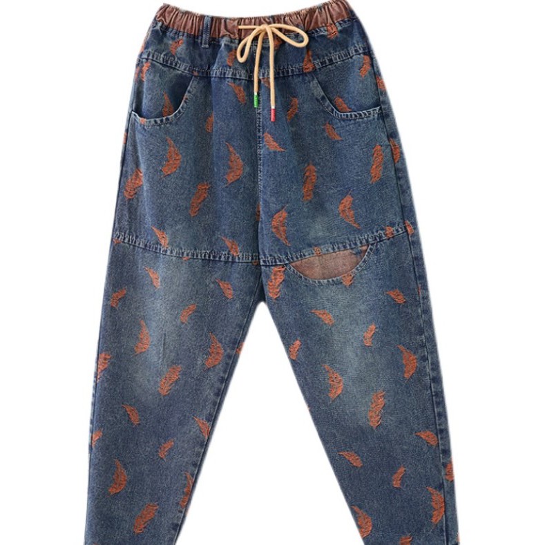 A171 Quần baggy big size freesize thời trang cạp chun thoải mái kiểu dáng họa tiết trẻ trung