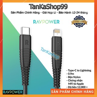 Dây cáp sạc type-c to lightning ravpower 1m rp-cb020 - hàng chính hãng