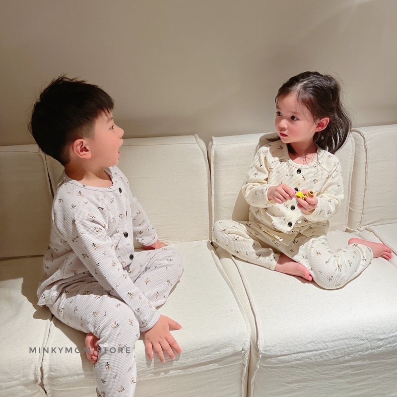 [PEEKABOO] BỘ ĐỒ DÀI TAY COTTON TỔ ONG Thu Đông cho bé